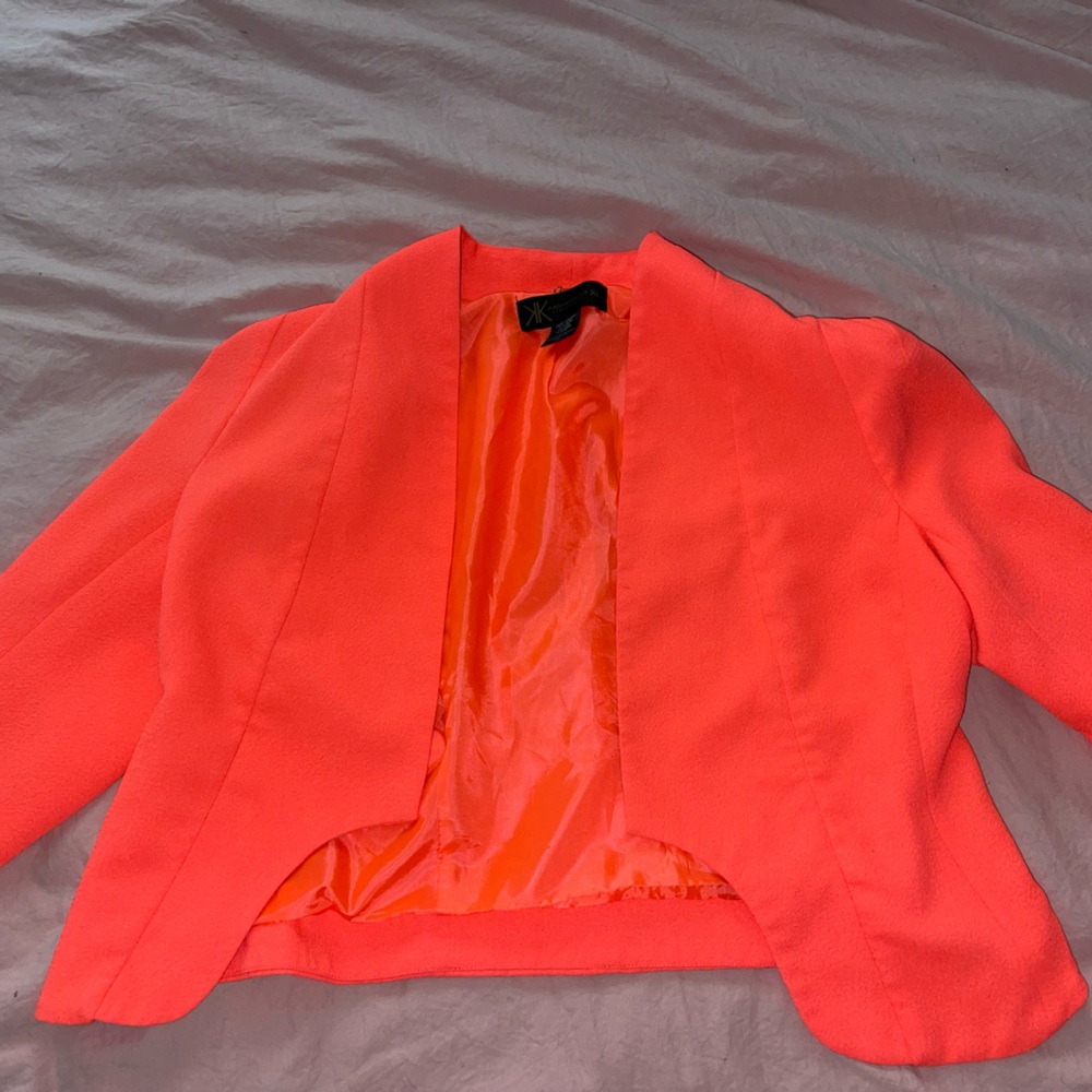 Neon coral cropped jacket